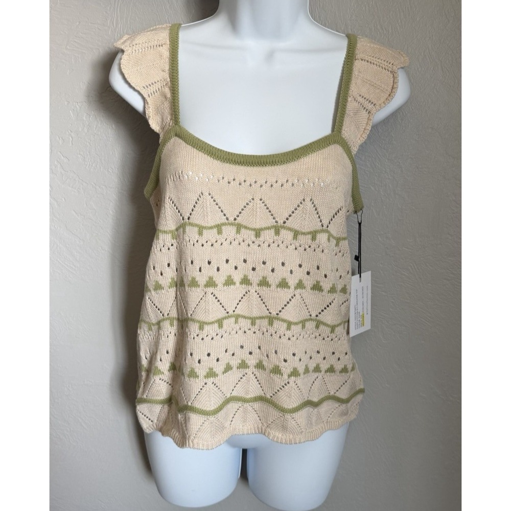 Anthropologie Greylin Sweater Tank Top Womens Medium Sage Green Boho NEW!